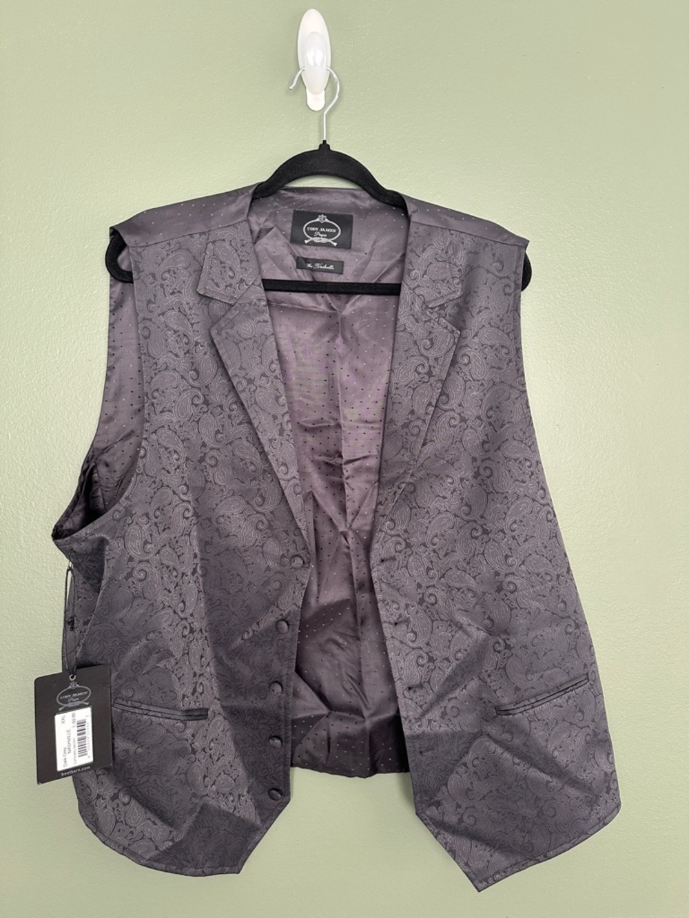 Men's Charcoal Paisley Dress Vest by George